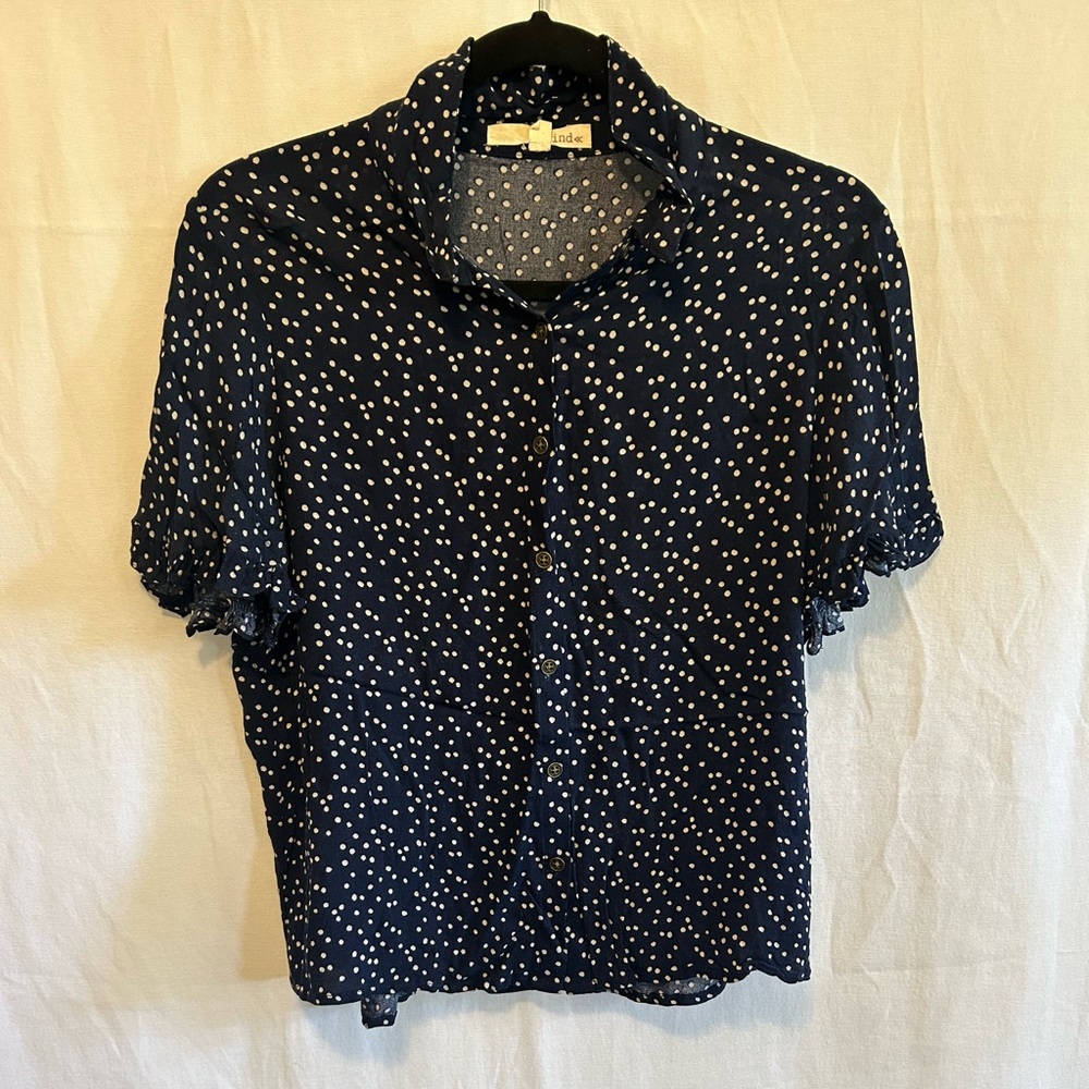 Rewind Button Up Polka Dot Blouse